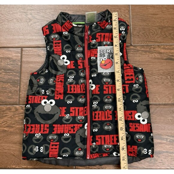 Sesame Street Elmo Vest Toddler Boys Size 5T All Over Print Elmo Puffer Vest - Picture 3 of 5